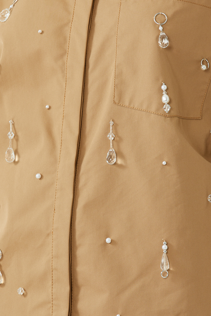 Drip Embellished Chino Button Up Shirt Jacket